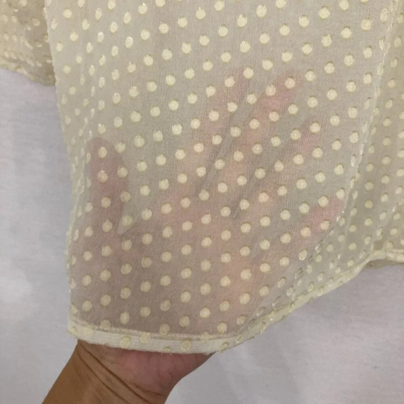 Tommy Bahama Cream Polka Dot Silk Tie Front Sheer Pullover Top XL - Picture 12 of 13